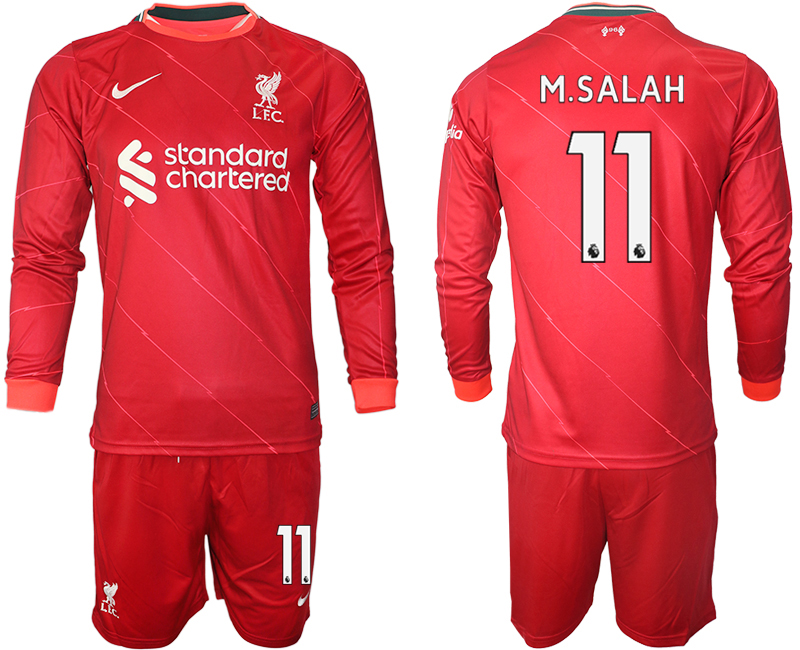 Men 2021-2022 Club Liverpool home red Long Sleeve #11 Soccer Jersey->liverpool jersey->Soccer Club Jersey